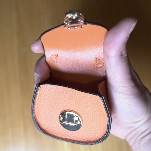 Bag Keychain Bag Charm Change Pouch Coin Purse Push Lock Clasp Orange Feminine - Picture 5 of 9